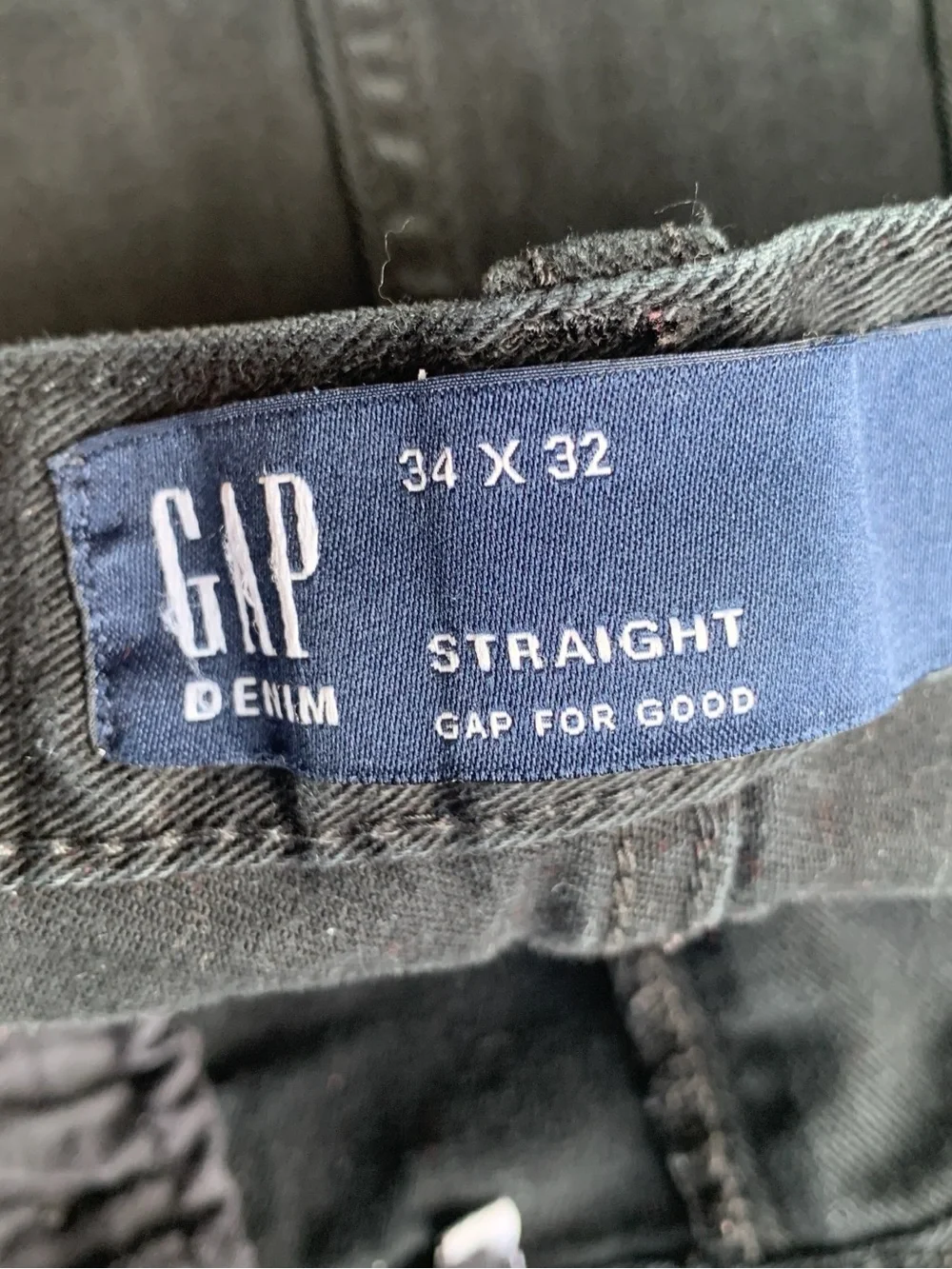 GAP Black Straight Denim Jeans Size 34x32